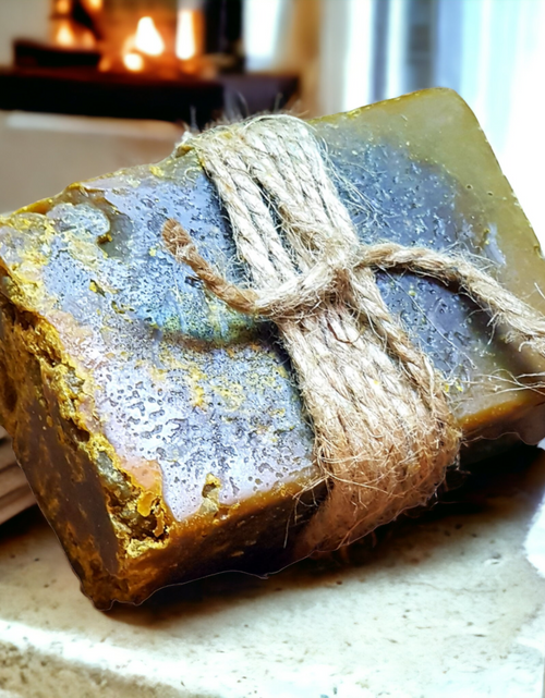 Load image into Gallery viewer, Ayurvedic Black Soap Bar - OrgAnnick&#39;s Red Palm Oil &amp; Coffee Grounds Blend for Acne Prone Skin and Hyperpigmentation. Restoring, Nourishing &amp; Revitalizing Traditional Soap for Renewal Skin Cells and Uneven Skin Tone – 8 oz
