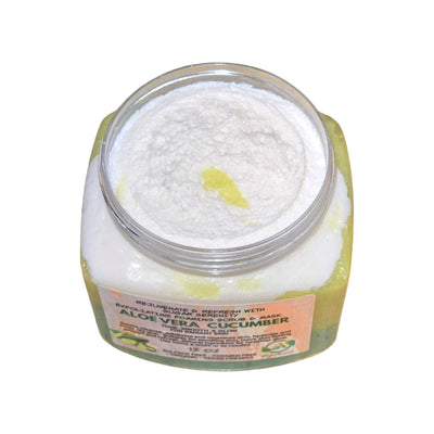 OrgAnnick Aloe & Cucumber Sugar Scrub & Face Mask - Natural Exfoliator for Toning, Hydrating & Smoothing Skin wit Pure Aloe Vera Gel. Gentle, Non-Comedogenic for Sensitive Skin - 12 oz