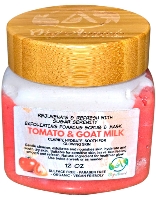 Load image into Gallery viewer, OrgAnnick Tomato &amp; Milk Sugar Scrub &amp; Face Mask - Natural Exfoliator for Glowing Skin. Gentle, Non-Comedogenic Exfoliant for Sensitive Skin. - 12 oz
